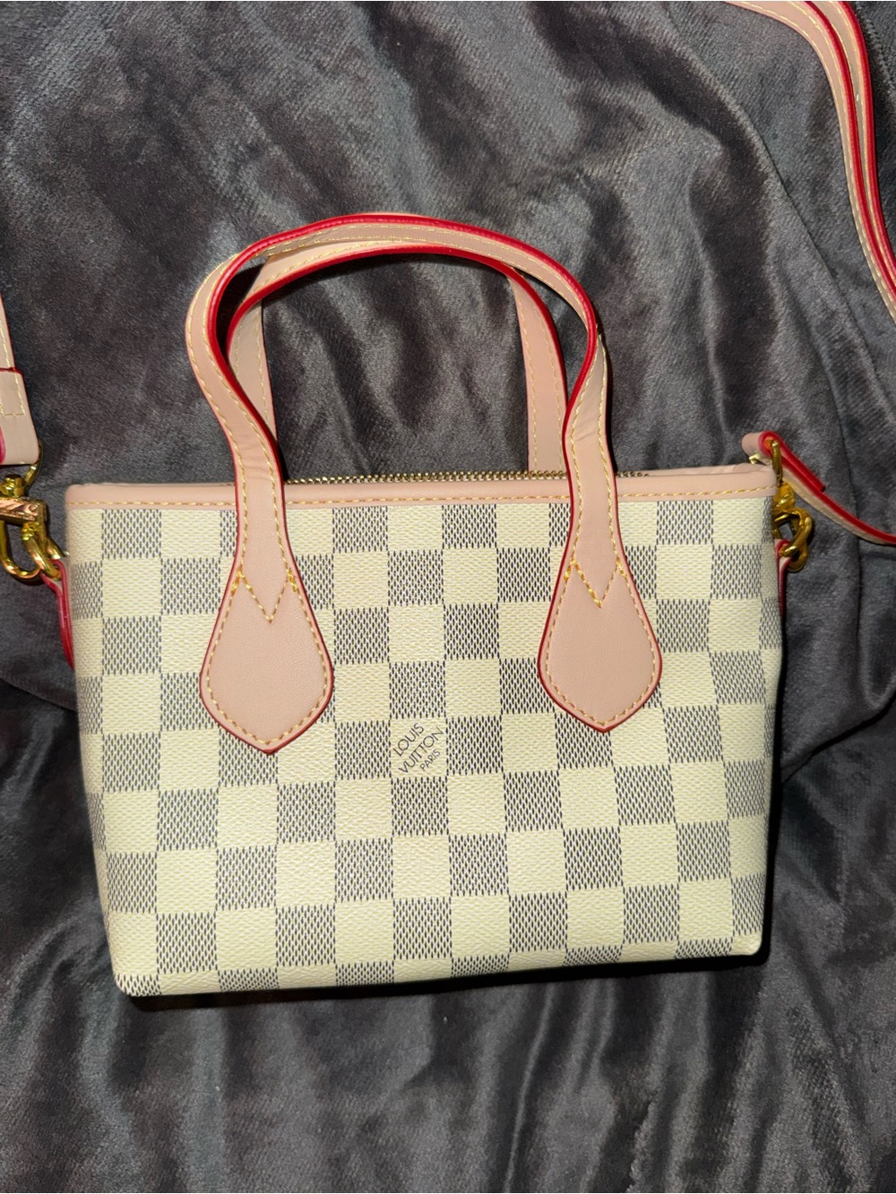 Louis Vuitton Damier Azur Mini Handbag in Beige & Pink